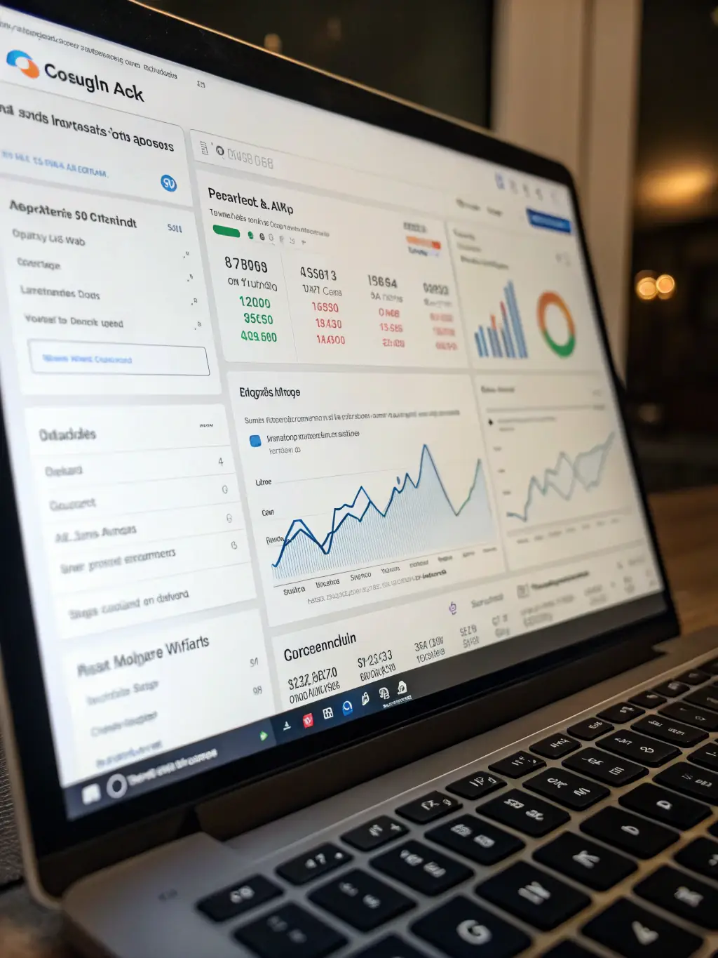 An image illustrating a Google Ads campaign, with keywords, ad copy, and performance metrics displayed on a dashboard. The image should convey data-driven optimization and results.