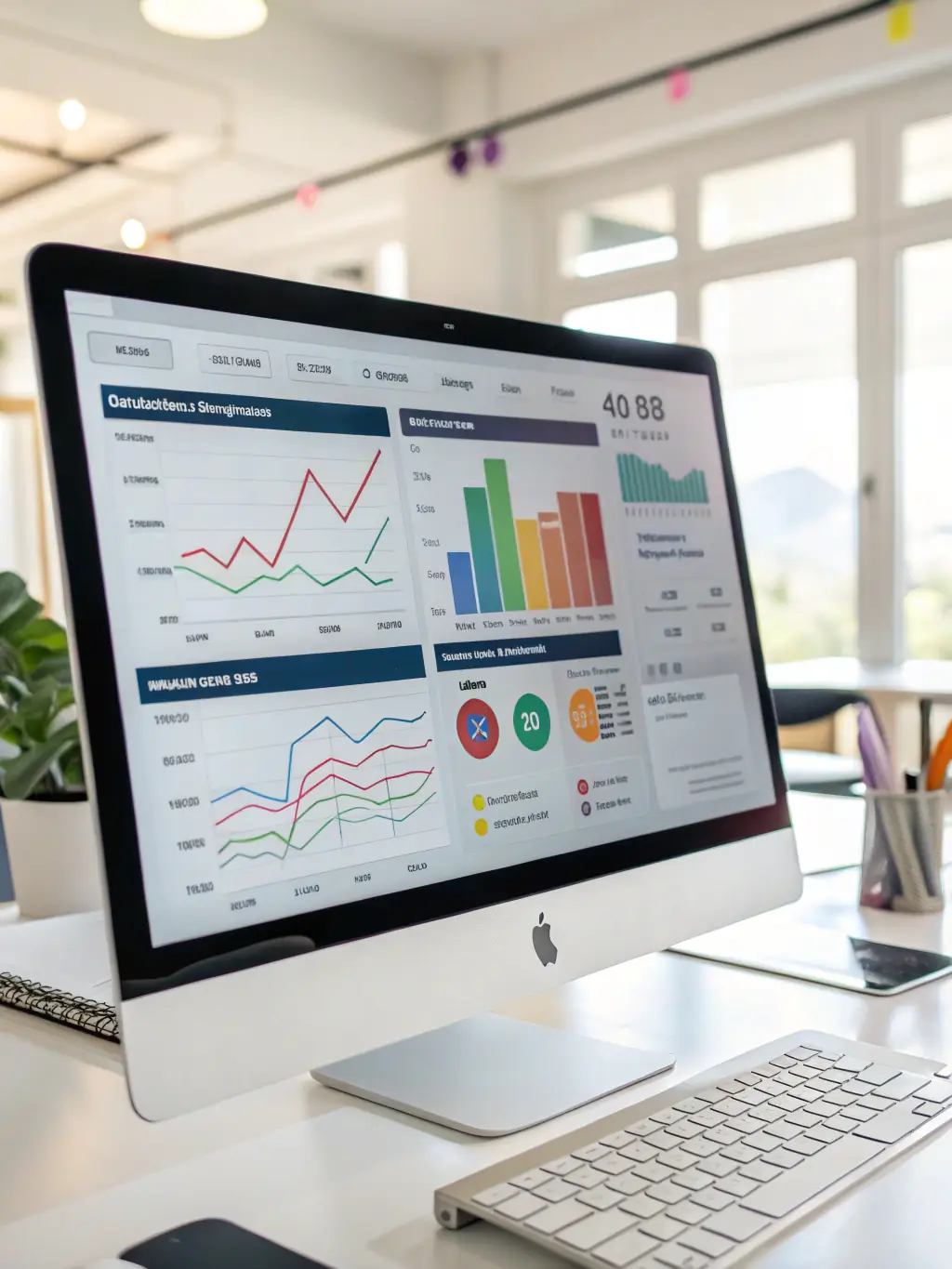 An image showing data analytics and optimization charts, highlighting improvements in conversion rates and ROI. The image should convey continuous improvement and performance enhancement.