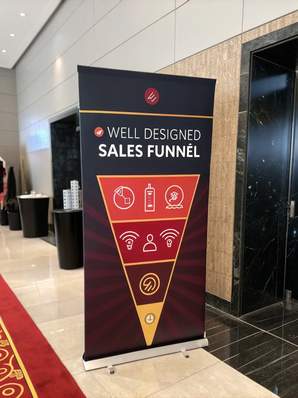 A visually appealing image representing a well-structured sales funnel, with each stage clearly defined and labeled, showcasing the customer journey from awareness to conversion. The image should convey efficiency and strategic planning.