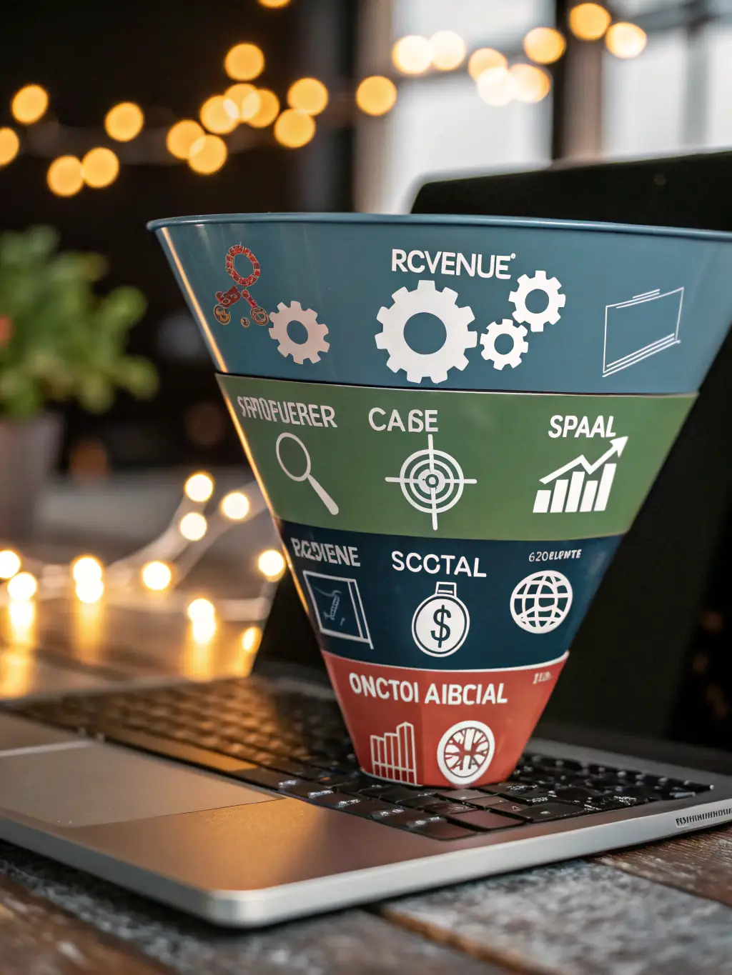 An image of a sales funnel diagram, illustrating the customer journey from awareness to conversion, highlighting Funnel Estratega's expertise in funnel optimization.